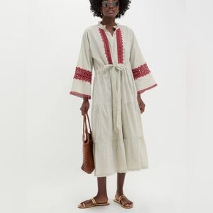 Tuckernuck TNuck Beach Embroidered Desert Striped Carmel Caftan